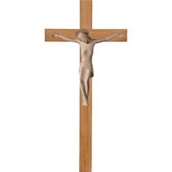 Cristo moderno ROMA con aureola en cruz de roble simple ancha